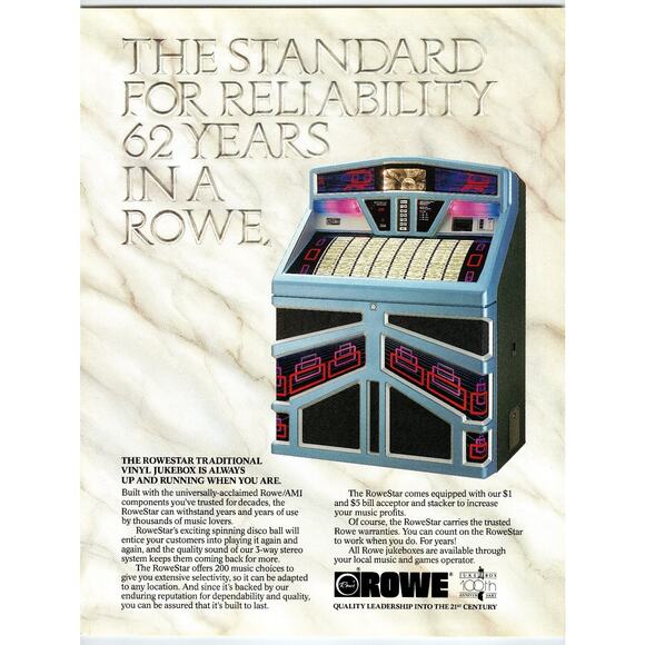 Vintage 1980s RoweStar 45 Vinyl Jukebox Brochure Advertising Flyer - Picture 1 of 2